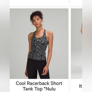 Lululemon Black and Gray Cool Racerback Patterned Tank Top